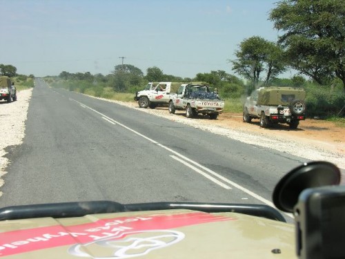 on the road into the Kalahari