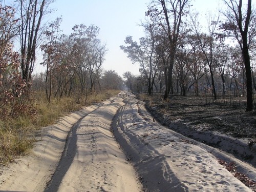 The road from Khaudum to the tar main road is only about 55Km, it took us 2.5 Hours of &quot;fast&quot; driving. One gets into the tracks and this causes the vehicle to follow these tracks, bouncing from sided to side. This is obviously not that comfortable.